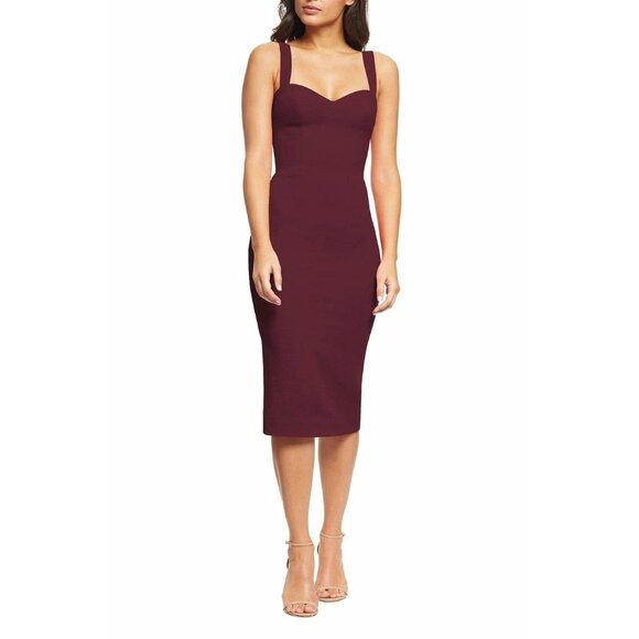 Dress The Population Nicole Sheath Sweetheart Neckline Dress Burgundy Large - Picture 1 of 9